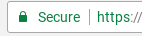 The image shows a small section from a web browser URL bar. The word 'secure' appears in a green colour, to show that the connection is safe. There is also a padlock icon in a closed state, again to show that the connection is safe.